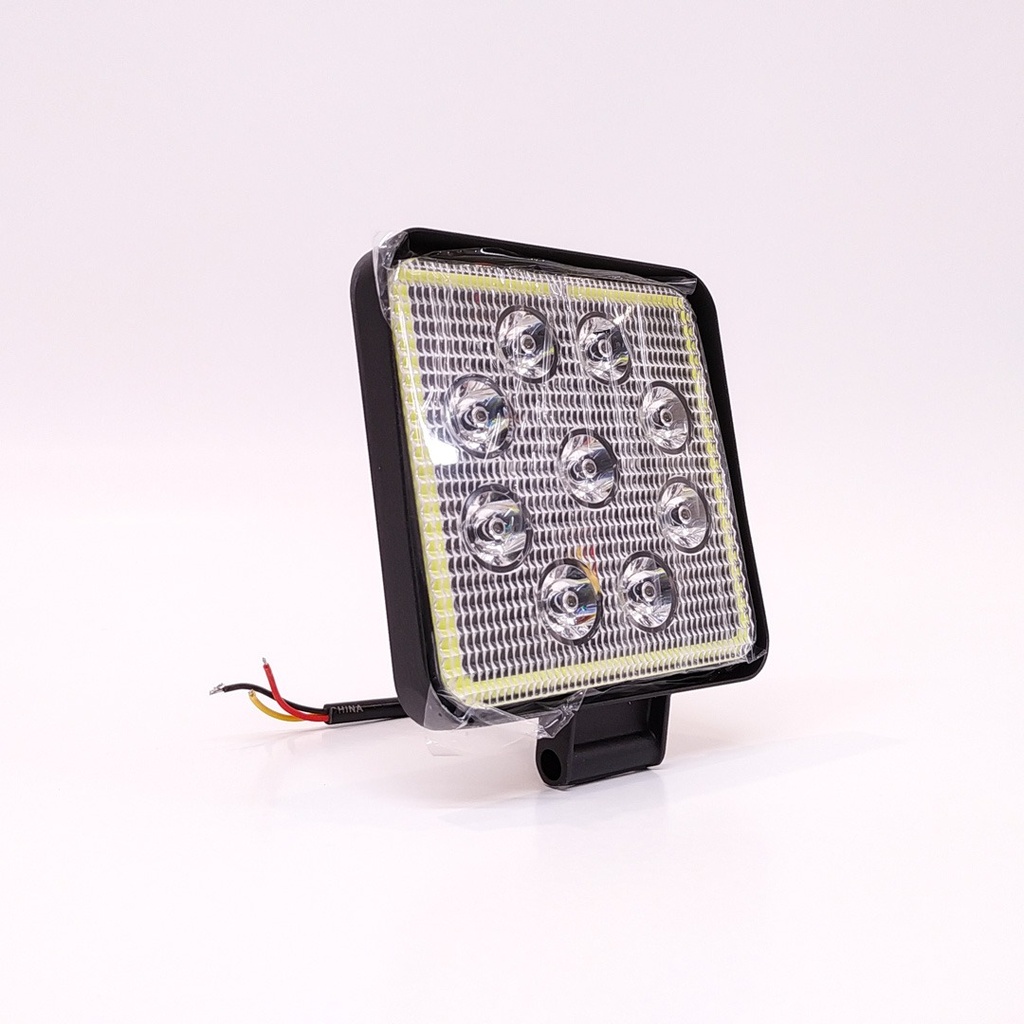 FARO DE LED CUADRADO - 9 LED 27W BLANCO CON AUREOLA AMBAR