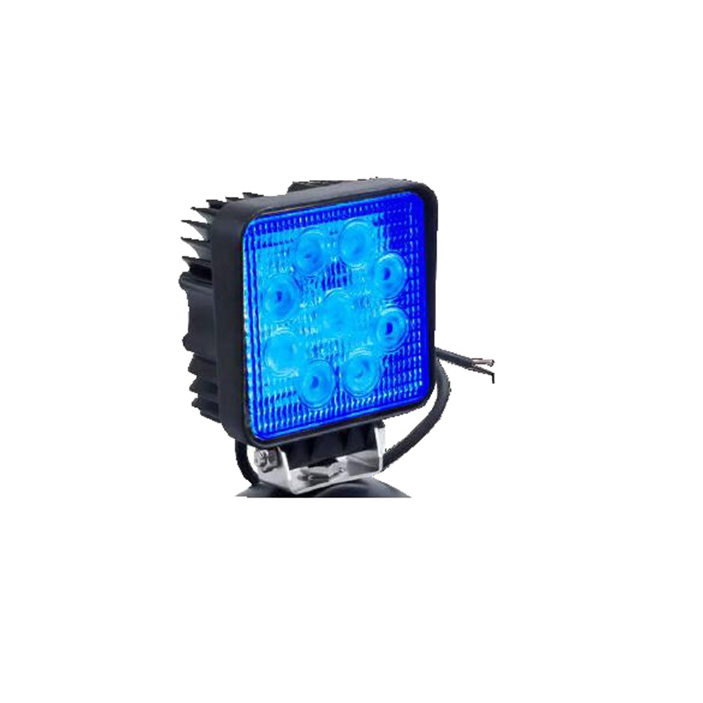 FARO CUADRADO 27 WATTS 9 LED COLOR AZUL 12V / 24V