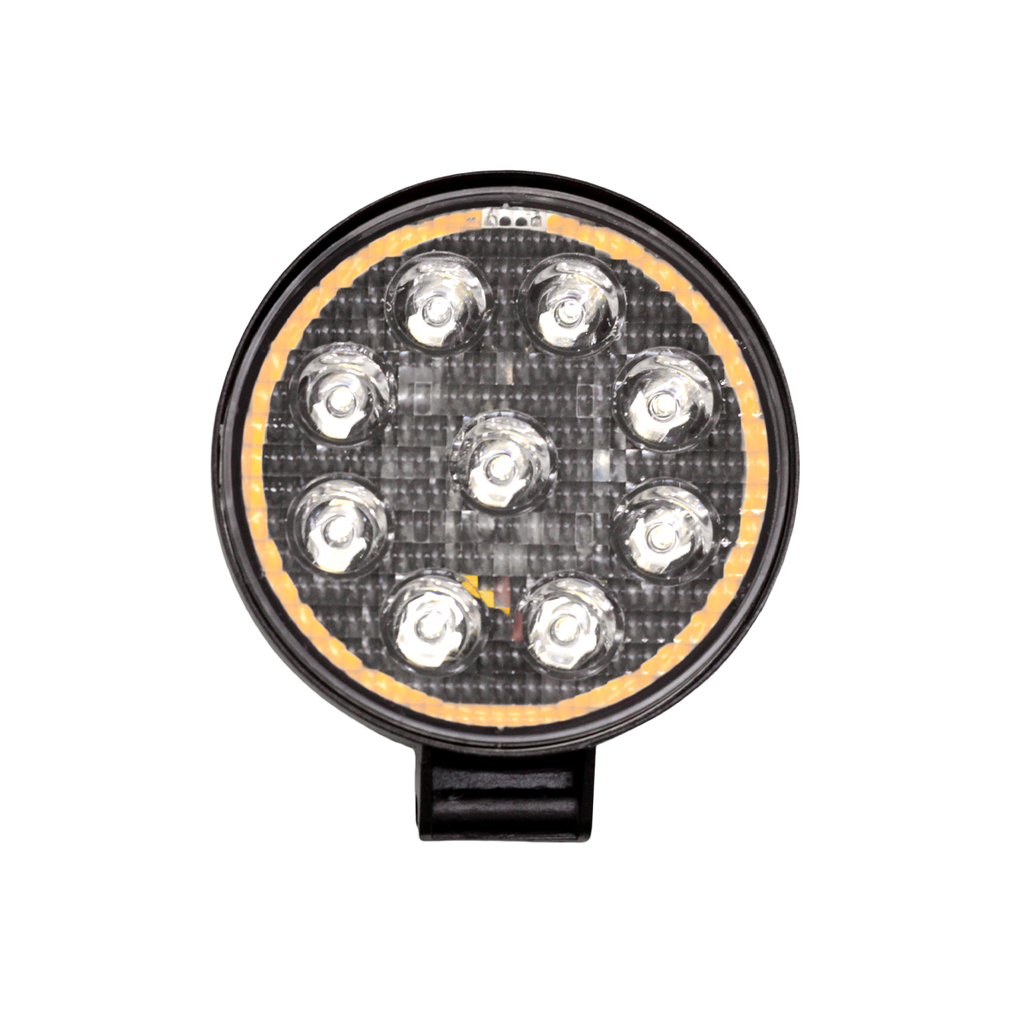 FARO DE LED CIRULAR - 9 LED 27W BLANCO CON AUREOLA AMBAR